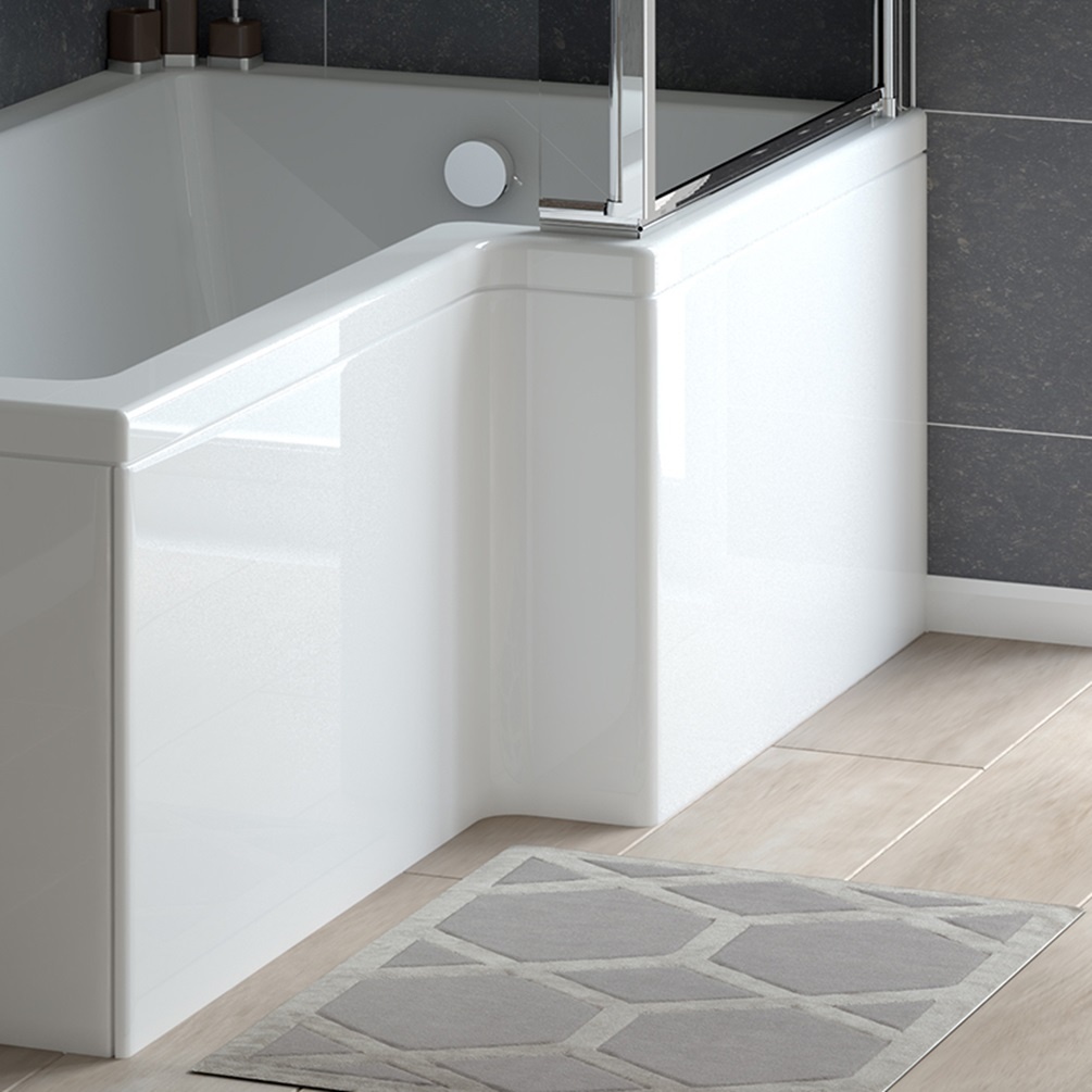 product cut out image of Tissino Lorenzo 1700mm L Bath Perma Bianco Premium Acrylic Shower Bath Front Bath Panel TLO-606